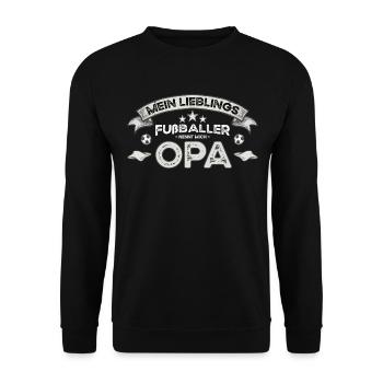 Mein Lieblingsfußballer nennt mich Opa - Unisex Pullover - Schwarz - Vorne - Alina (178cm) & Michal (187cm)