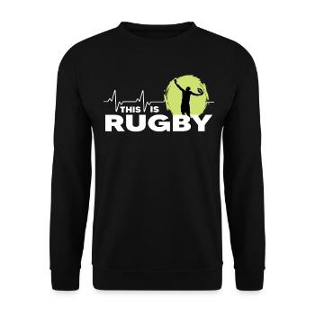 rugby rugby players rugby season this is rugby - Unisex Sweatshirt - black - Front - Alina (178cm) & Michal (187cm)
