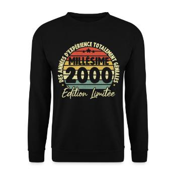 Cadeau D'anniversaire Millésime Fabriqué en 2000 - Sweat-shirt Unisexe - noir - Devant - Alina (178cm) & Michal (187cm)