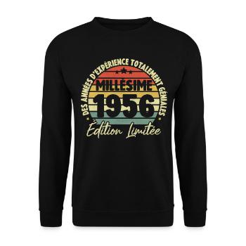 Cadeau D'anniversaire Millésime Fabriqué en 1956 - Sweat-shirt Unisexe - noir - Devant - Alina (178cm) & Michal (187cm)