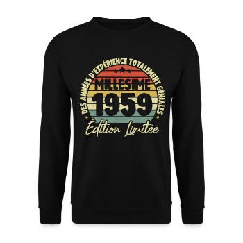 Cadeau D'anniversaire Millésime Fabriqué en 1959 - Sweat-shirt Unisexe - noir - Devant - Alina (178cm) & Michal (187cm)