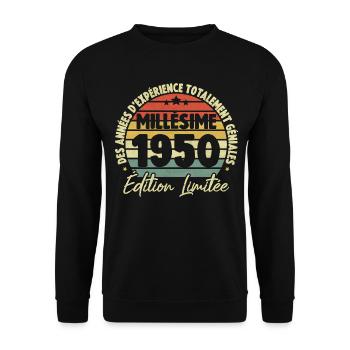 Cadeau D'anniversaire Millésime Fabriqué en 1950 - Sweat-shirt Unisexe - noir - Devant - Alina (178cm) & Michal (187cm)
