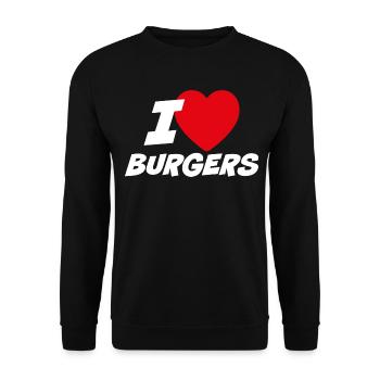 J’adore les burgers - Sweat-shirt Unisexe - noir - Devant - Alina (178cm) & Michal (187cm)