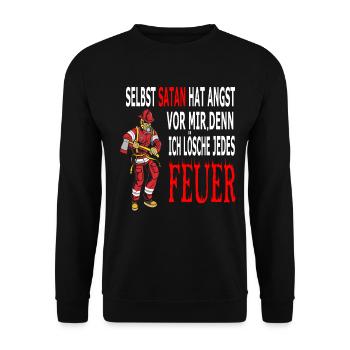Feuerwehr Spruch Lustig - Unisex Pullover - Schwarz - Vorne - Alina (178cm) & Michal (187cm)