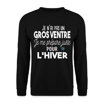 Gros ventre obèse régime. Cadeau humour homme gros - Sweat-shirt Unisexe - noir - Devant - Alina (178cm) & Michal (187cm)