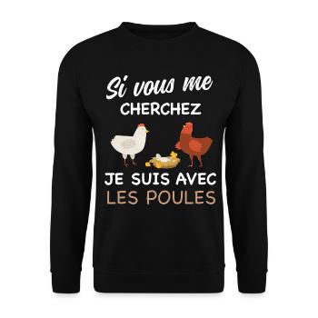 Tshirt poule humour - Sweat-shirt Unisexe - noir - Devant - Alina (178cm) & Michal (187cm)