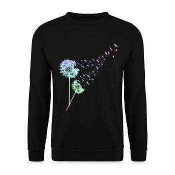 Dandelion Design Coloré Dandelion Motif Fleurs - Sweat-shirt Unisexe - noir - Devant - Alina (178cm) & Michal (187cm)