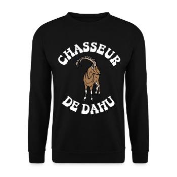 chasseur de dahu - Sweat-shirt Unisexe - noir - Devant - Alina (178cm) & Michal (187cm)