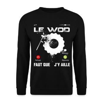 Le wod m'appelle faut que j'y aille cadeau sport - Sweat-shirt Unisexe - noir - Devant - Alina (178cm) & Michal (187cm)