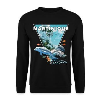Martinique Karibik 972 Meeresbodendelfin - Unisex Pullover - Schwarz - Vorne - Alina (178cm) & Michal (187cm)