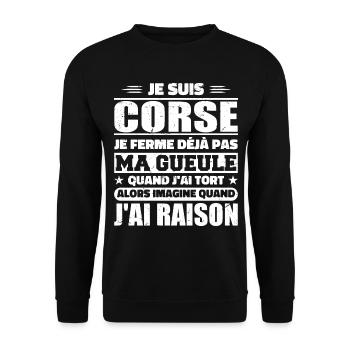 Korsika Ich halte meinen Mund nicht zum Schenken Humor - Unisex Pullover - Schwarz - Vorne - Alina (178cm) & Michal (187cm)