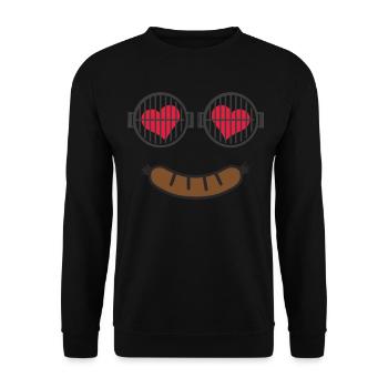 Grilling Grillmaster Grilling BBQ Sausage Charcoal - Unisex Sweatshirt - black - Front - Alina (178cm) & Michal (187cm)
