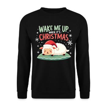Wake me up when it's Christmas - sweet sheep - Unisex Sweatshirt - black - Front - Alina (178cm) & Michal (187cm)