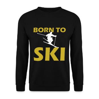 Geboren um Ski zu fahren - Born To Ski Geschenk - Unisex Pullover - Schwarz - Vorne - Alina (178cm) & Michal (187cm)