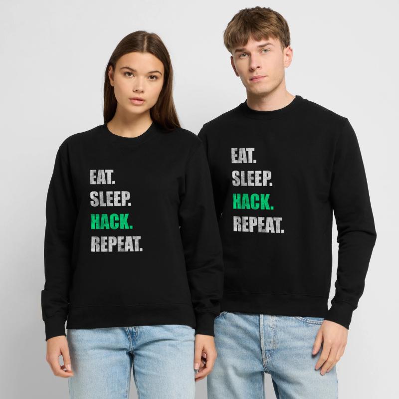 Eat Sleep Hack Repeat Hacker Hacken Unisex Pullover