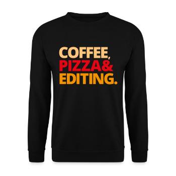 Video Foto Editor Editieren Kaffee Geschenk - Unisex Pullover - Schwarz - Vorne - Alina (178cm) & Michal (187cm)