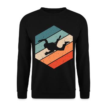 Parachute Springer Skydive Retro Vintage Gift - Unisex Sweatshirt - black - Front - Alina (178cm) & Michal (187cm)