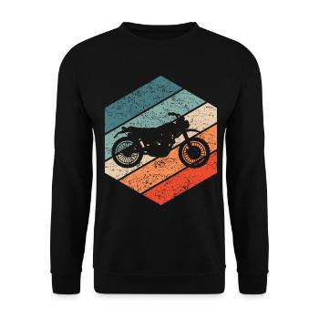 Motorrad Scrambler Retro 80er Biker Geschenk - Unisex Pullover - Schwarz - Vorne - Alina (178cm) & Michal (187cm)