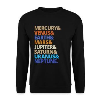 Planet Planeten Sonnensystem Milchstraße Geschenk - Unisex Pullover - Schwarz - Vorne - Alina (178cm) & Michal (187cm)