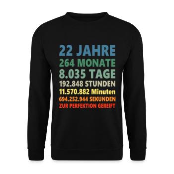 22ter 22 ans 22 anniversaire cadeau - Sweat-shirt Unisexe - noir - Devant - Alina (178cm) & Michal (187cm)