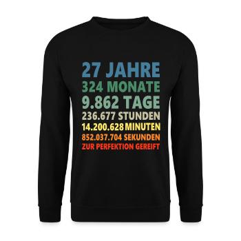 27. Geburtstag 27 Jahre 27ter Geburtstagsgeschenk - Unisex Pullover - Schwarz - Vorne - Alina (178cm) & Michal (187cm)