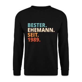 Bester Ehemann Seit 1989 32 Jahre 32. Hochzeitstag - Unisex Pullover - Schwarz - Vorne - Alina (178cm) & Michal (187cm)