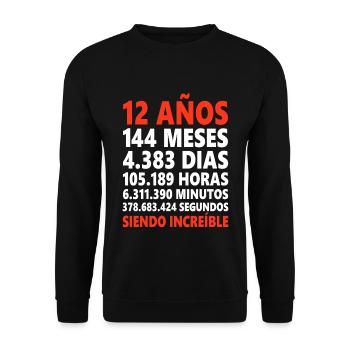 12. Geburtstag 12 Jahre Spanier Spanien Spruch - Unisex Pullover - Schwarz - Vorne - Alina (178cm) & Michal (187cm)