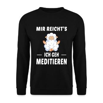 Meditation Meditieren Spruch Lustig Schaf Yoga - Unisex Pullover - Schwarz - Vorne - Alina (178cm) & Michal (187cm)