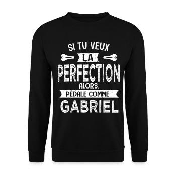 Gabriel si tu veux la perfection à vélo cycliste - Sweat-shirt Unisexe - noir - Devant - Alina (178cm) & Michal (187cm)
