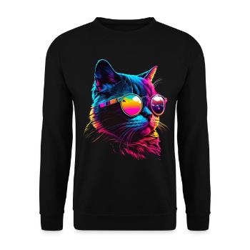 Cat Vaporwave Esthétique Rétro - Sweat-shirt Unisexe - noir - Devant - Alina (178cm) & Michal (187cm)