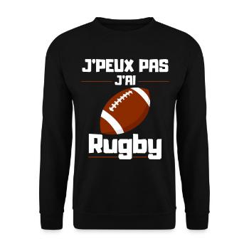 Ich kann nicht Rugby spielen - Unisex Pullover - Schwarz - Vorne - Alina (178cm) & Michal (187cm)