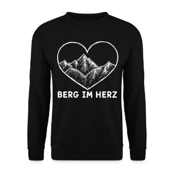 Bergsteiger - Berg im Herz - Unisex Pullover - Schwarz - Vorne - Alina (178cm) & Michal (187cm)