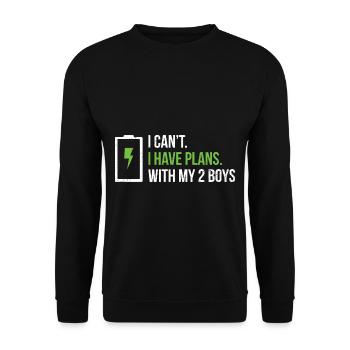 Mutter von 2 Jungen Design für eine Mutter von 2 - Unisex Pullover - Schwarz - Vorne - Alina (178cm) & Michal (187cm)