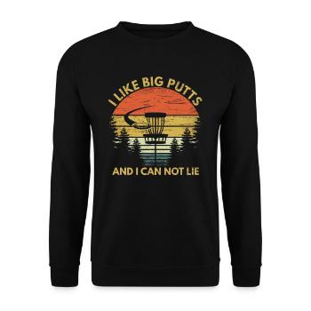 I Like Big Putts Lustiges Disc Golf Geschenk - Unisex Pullover - Schwarz - Vorne - Alina (178cm) & Michal (187cm)