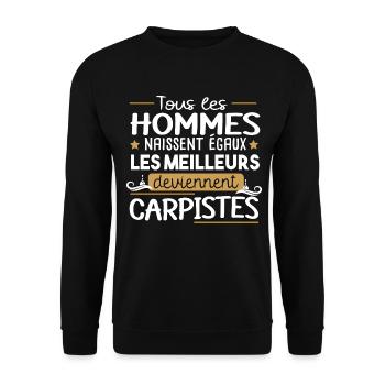 Carpiste homme.Pêcheur. pêche. Poisson cadeau - Sweat-shirt Unisexe - noir - Devant - Alina (178cm) & Michal (187cm)