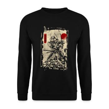 Samurai Warrior Japanese Manga Anime Gift - Unisex Sweatshirt - black - Front - Alina (178cm) & Michal (187cm)