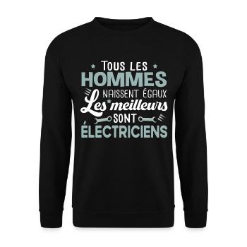 Électricien électricité métier anniversaire humour - Sweat-shirt Unisexe - noir - Devant - Alina (178cm) & Michal (187cm)