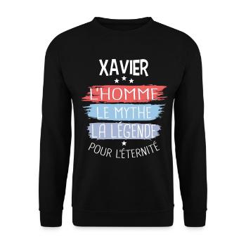 Xavier l'homme le mythe la légende - Sweat-shirt Unisexe - noir - Devant - Alina (178cm) & Michal (187cm)