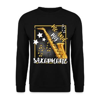 saxophone spieler laut bariton legende musik jazz - Unisex Pullover - Schwarz - Vorne - Alina (178cm) & Michal (187cm)