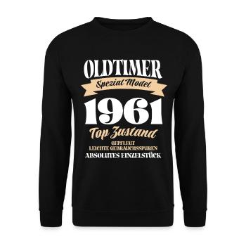 Oldtimer Spezial Model Gepflegt Top Jahrgang 1961 - Unisex Pullover - Schwarz - Vorne - Alina (178cm) & Michal (187cm)