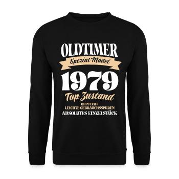 Oldtimer Spezial Model Gepflegt Top Jahrgang 1979 - Unisex Pullover - Schwarz - Vorne - Alina (178cm) & Michal (187cm)