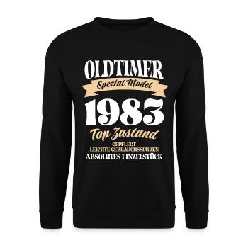 Oldtimer Spezial Model Gepflegt Top Jahrgang 1983 - Unisex Pullover - Schwarz - Vorne - Alina (178cm) & Michal (187cm)