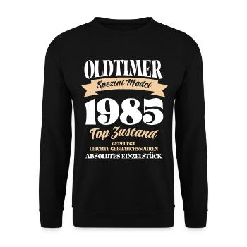 Oldtimer Spezial Model Gepflegt Top Jahrgang 1985 - Unisex Pullover - Schwarz - Vorne - Alina (178cm) & Michal (187cm)
