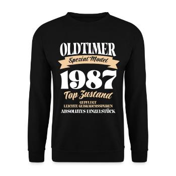 Oldtimer Spezial Model Gepflegt Top Jahrgang 1987 - Unisex Pullover - Schwarz - Vorne - Alina (178cm) & Michal (187cm)