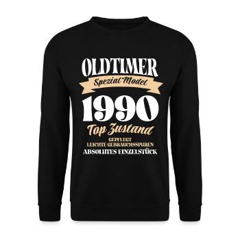 Oldtimer Spezial Model Gepflegt Top Jahrgang 1990 - Unisex Pullover - Schwarz - Vorne - Alina (178cm) & Michal (187cm)