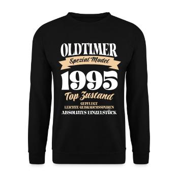 Oldtimer Spezial Model Gepflegt Top Jahrgang 1995 - Unisex Pullover - Schwarz - Vorne - Alina (178cm) & Michal (187cm)