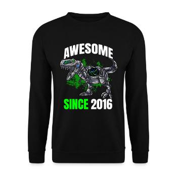 Génial depuis 2016 - 7ème anniversaire de dinosaure - Sweat-shirt Unisexe - noir - Devant - Alina (178cm) & Michal (187cm)
