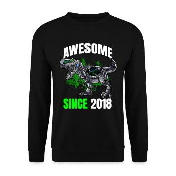 Génial depuis 2018 - 5ème anniversaire de dinosaure - Sweat-shirt Unisexe - noir - Devant - Alina (178cm) & Michal (187cm)