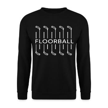 Floorball Unihockey FLOORBALLFAN Floorballspieler - Unisex Pullover - Schwarz - Vorne - Alina (178cm) & Michal (187cm)