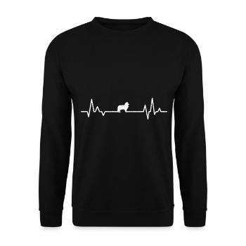Border Collie Hundebesitzer Hund Hunde Herzschlag - Unisex Pullover - Schwarz - Vorne - Alina (178cm) & Michal (187cm)